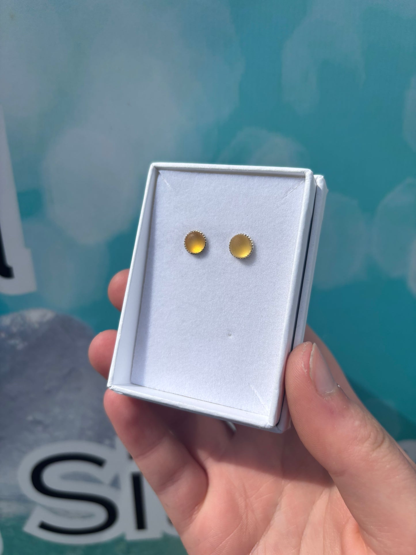 Yellow Seaglass Studs