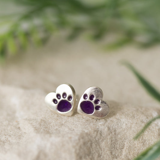Paw Heart Stud Memorial Earrings