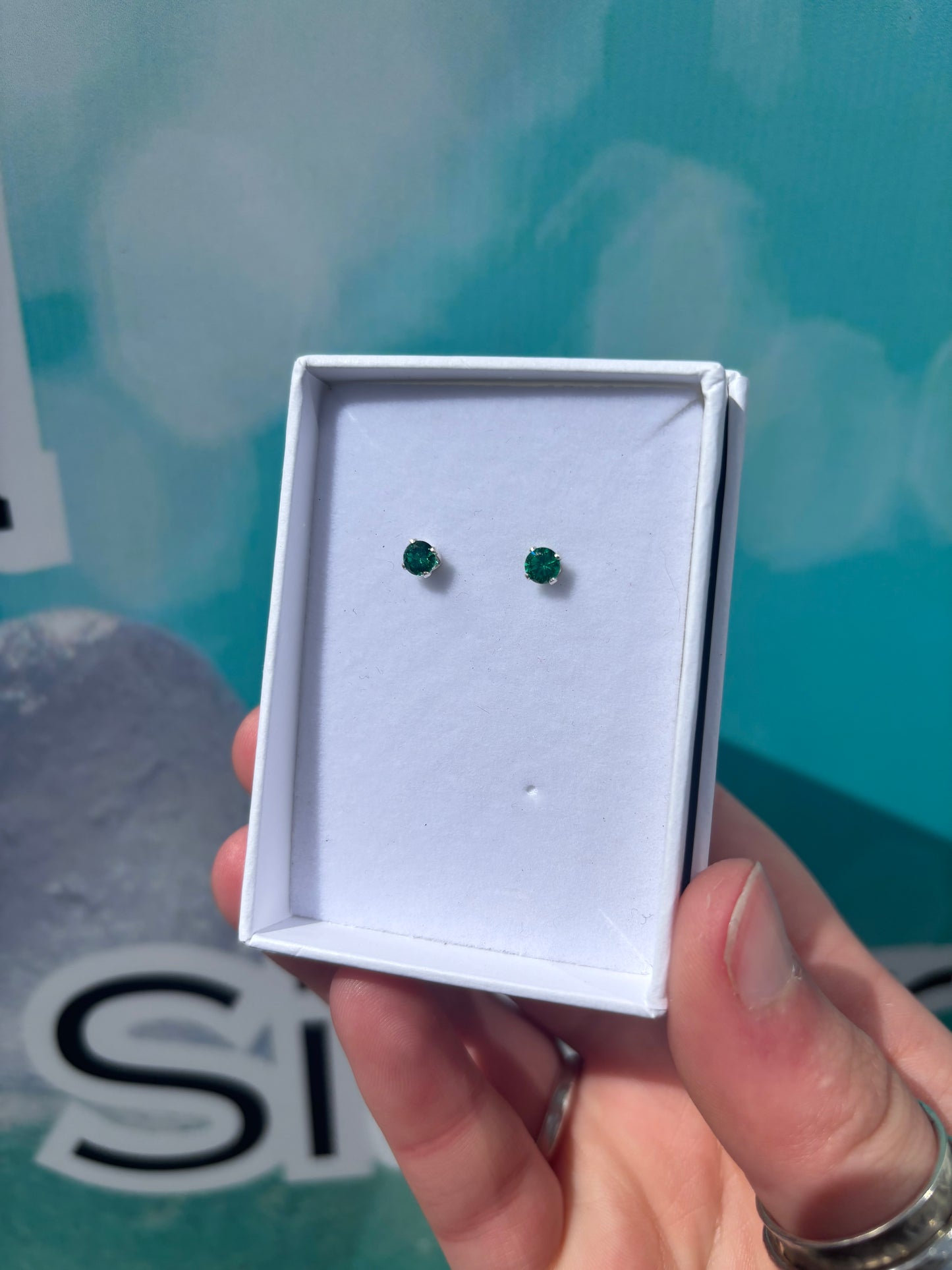 May CZ Studs - Emerald Green