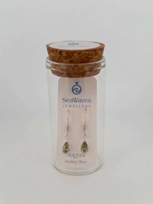 August CZ Drop Earrings - Lime Green