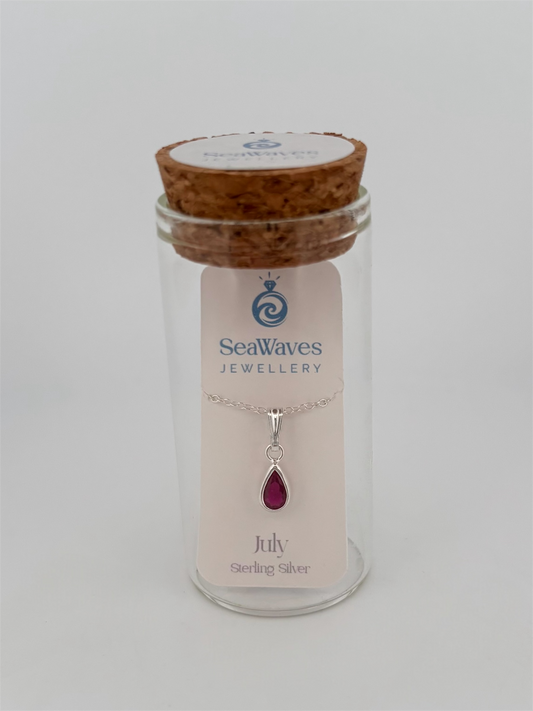 July CZ Necklace - Ruby Red