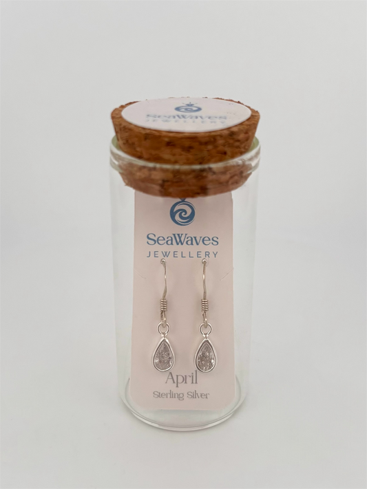 April CZ Drop Earrings - White