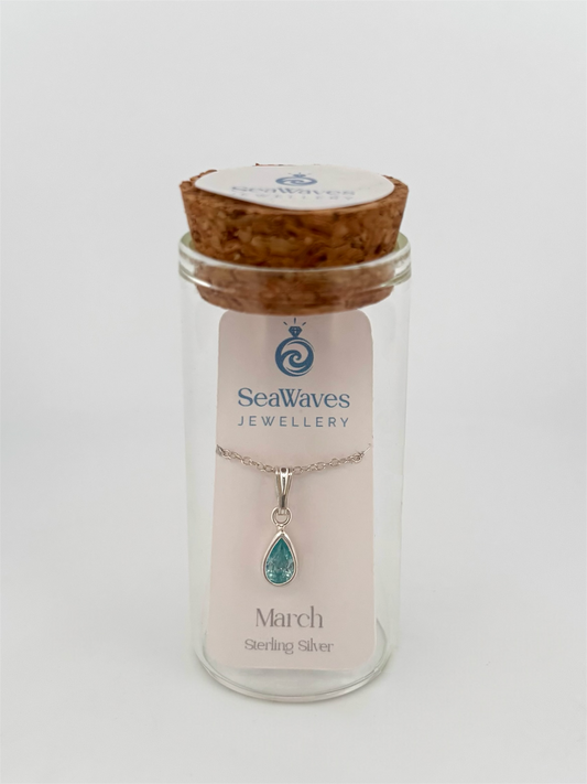 March CZ Necklace - Light Blue