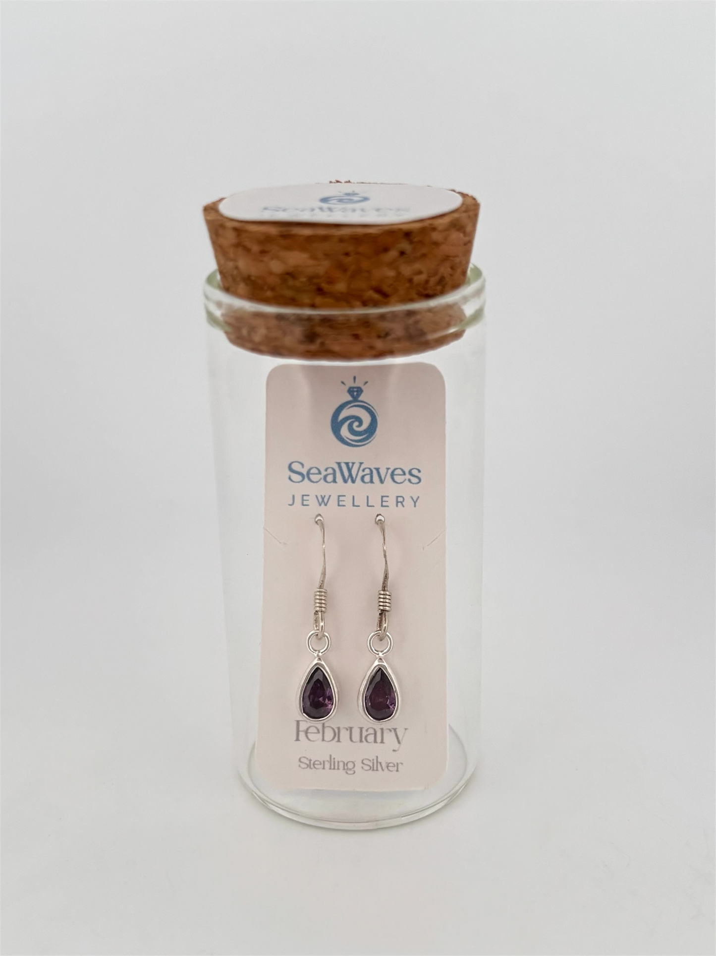 February CZ Drop Earrings - Purple
