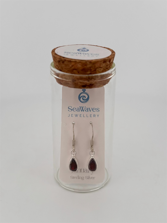 January CZ Drop Earrings - Deep Red