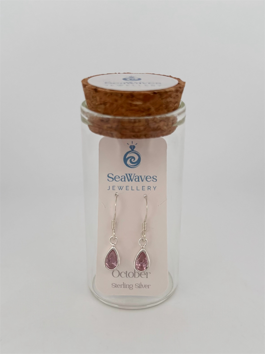 October CZ Drop Earring - Pink