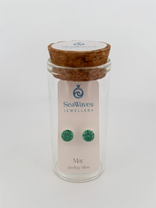 May CZ Studs - Emerald Green