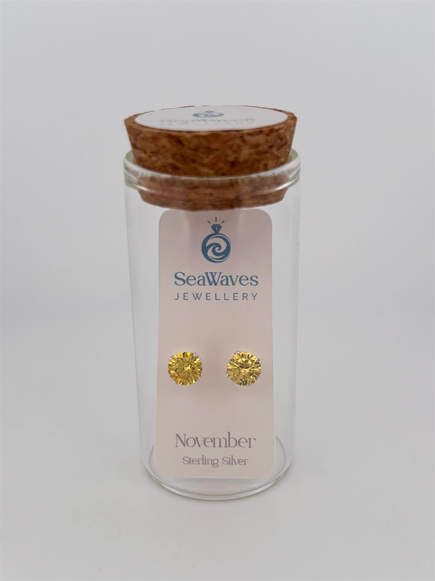 November CZ Studs - Yellow