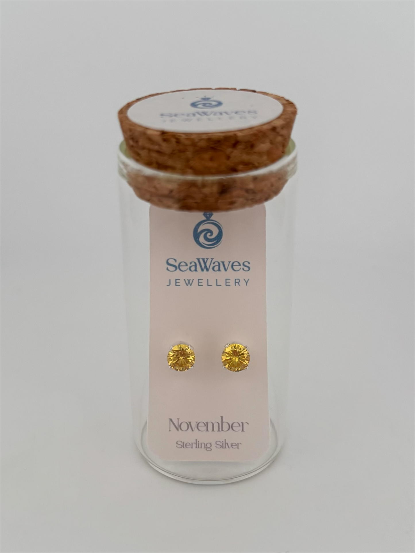 November CZ Studs - Yellow