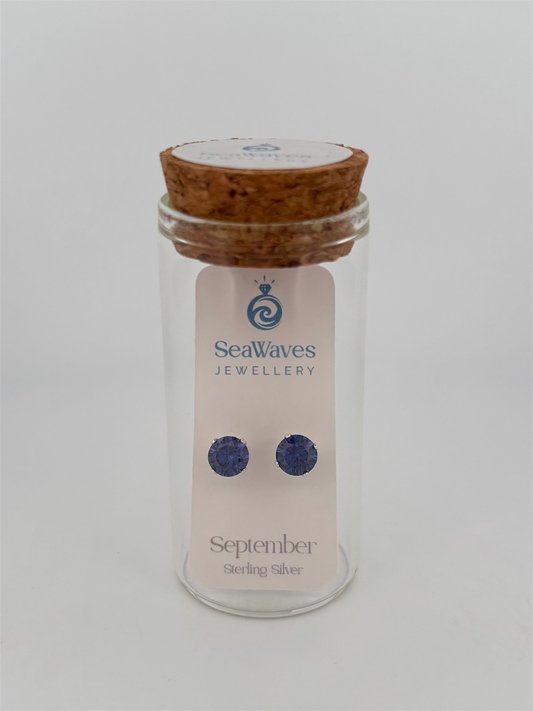 September CZ Studs - Dark Blue