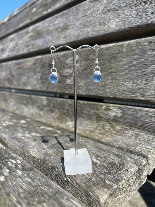 Cornflower Blue Seaglass Drop Earrings