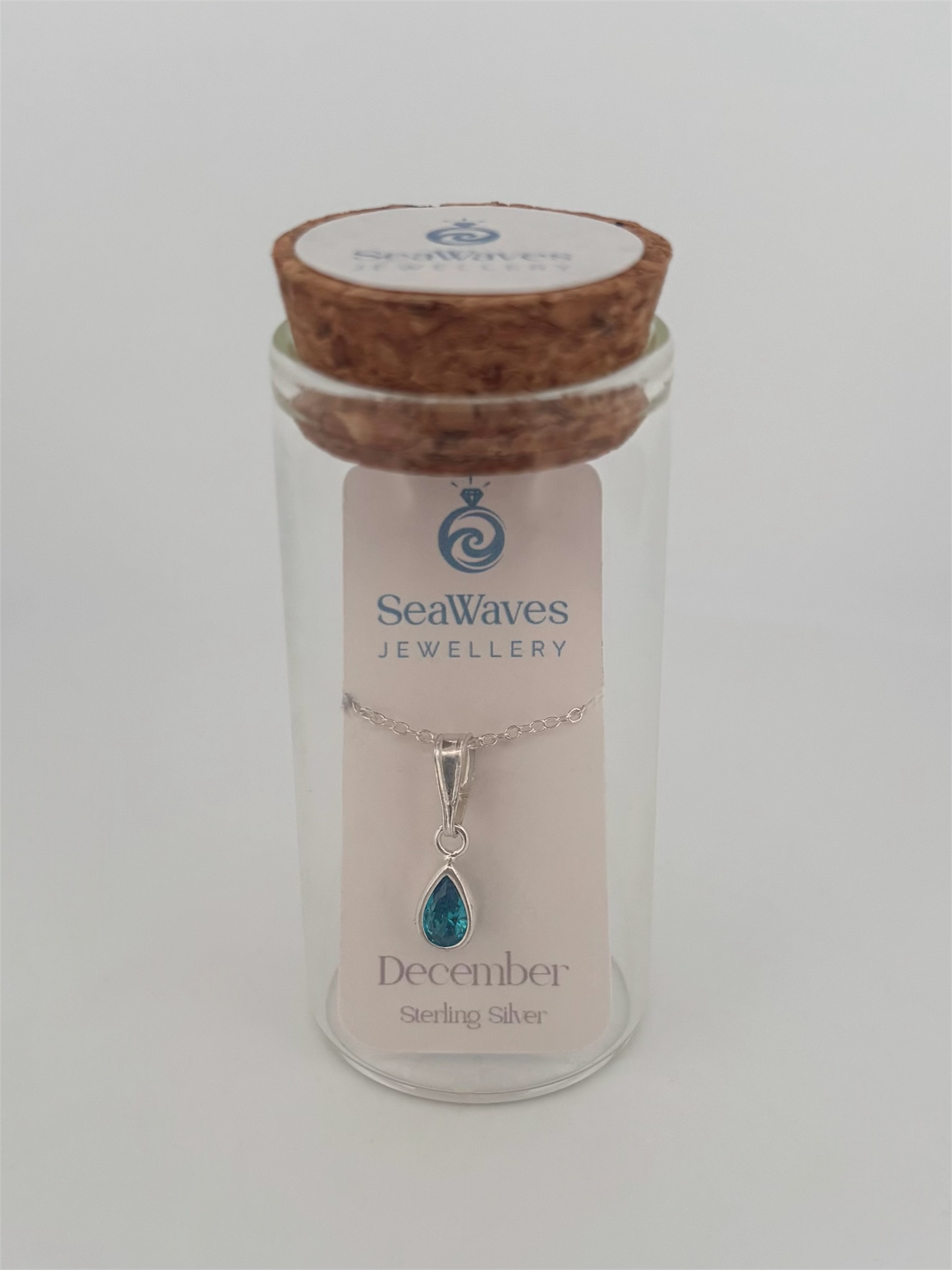 December CZ Necklace - Aqua Blue