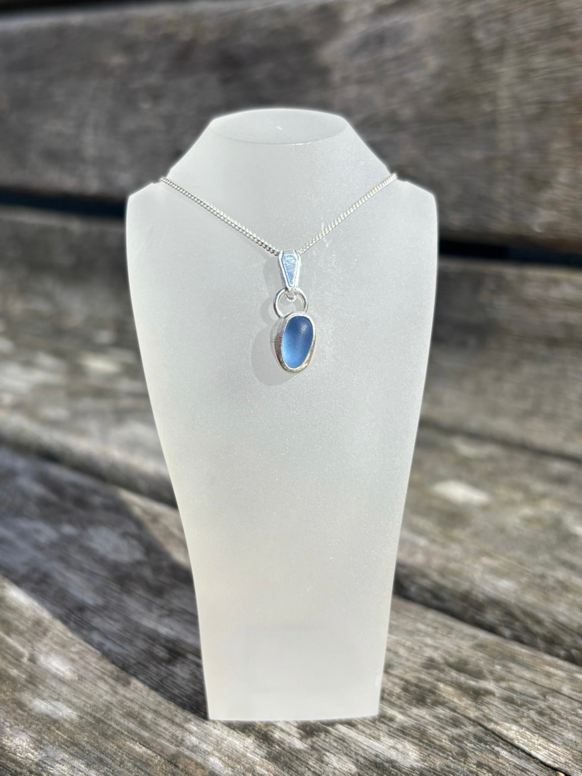 Cornflower Blue Seaglass Necklace