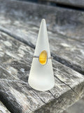 Yellow SeaGlass Ring - Size Q