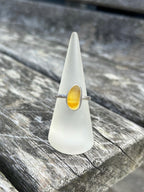 Yellow SeaGlass Ring - Size Q