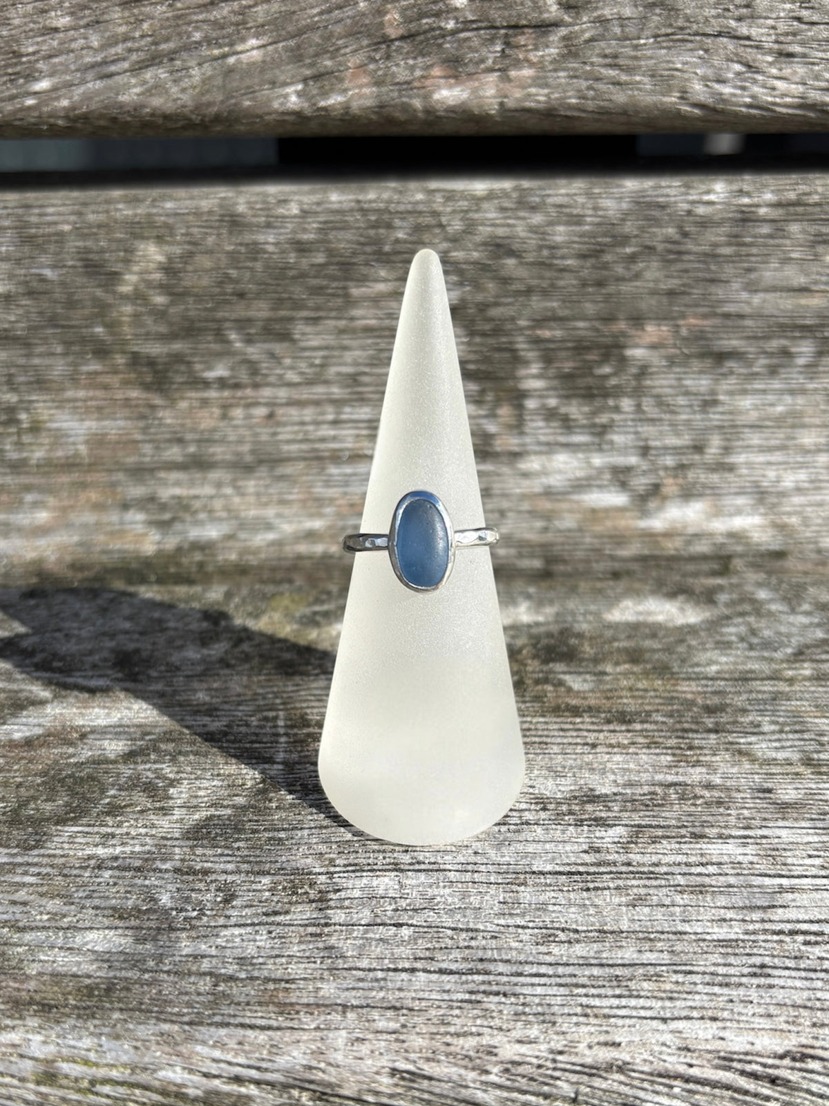 Cornflower Blue Seaglass Ring - Size M