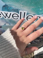 Yellow SeaGlass Ring - Size N