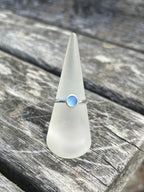 Cornflower Blue Seaglass Ring - Size R