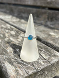 Bright Blue Seaglass Ring - Size O