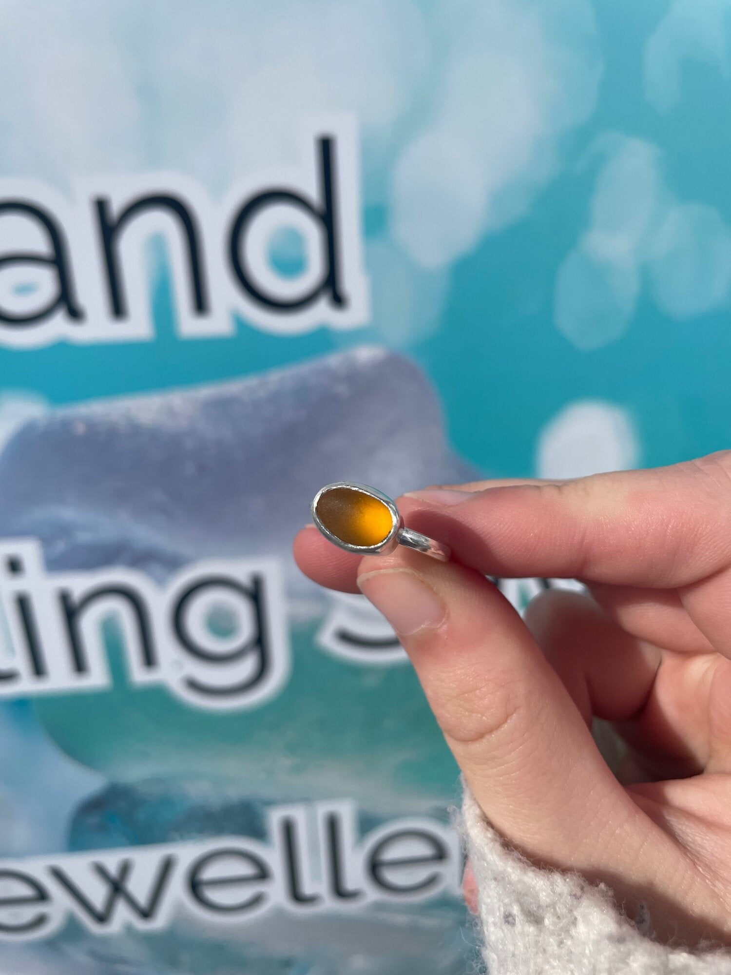 Orange SeaGlass Ring - Size O