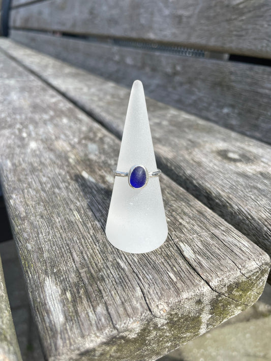 Colbolt Blue Seaglass Ring - Size P
