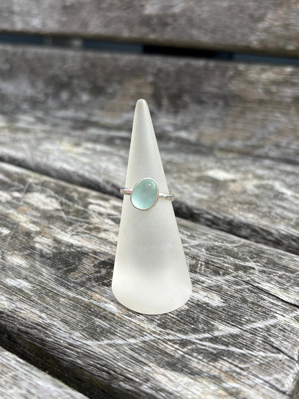 Seafoam Seaglass Ring - Size K