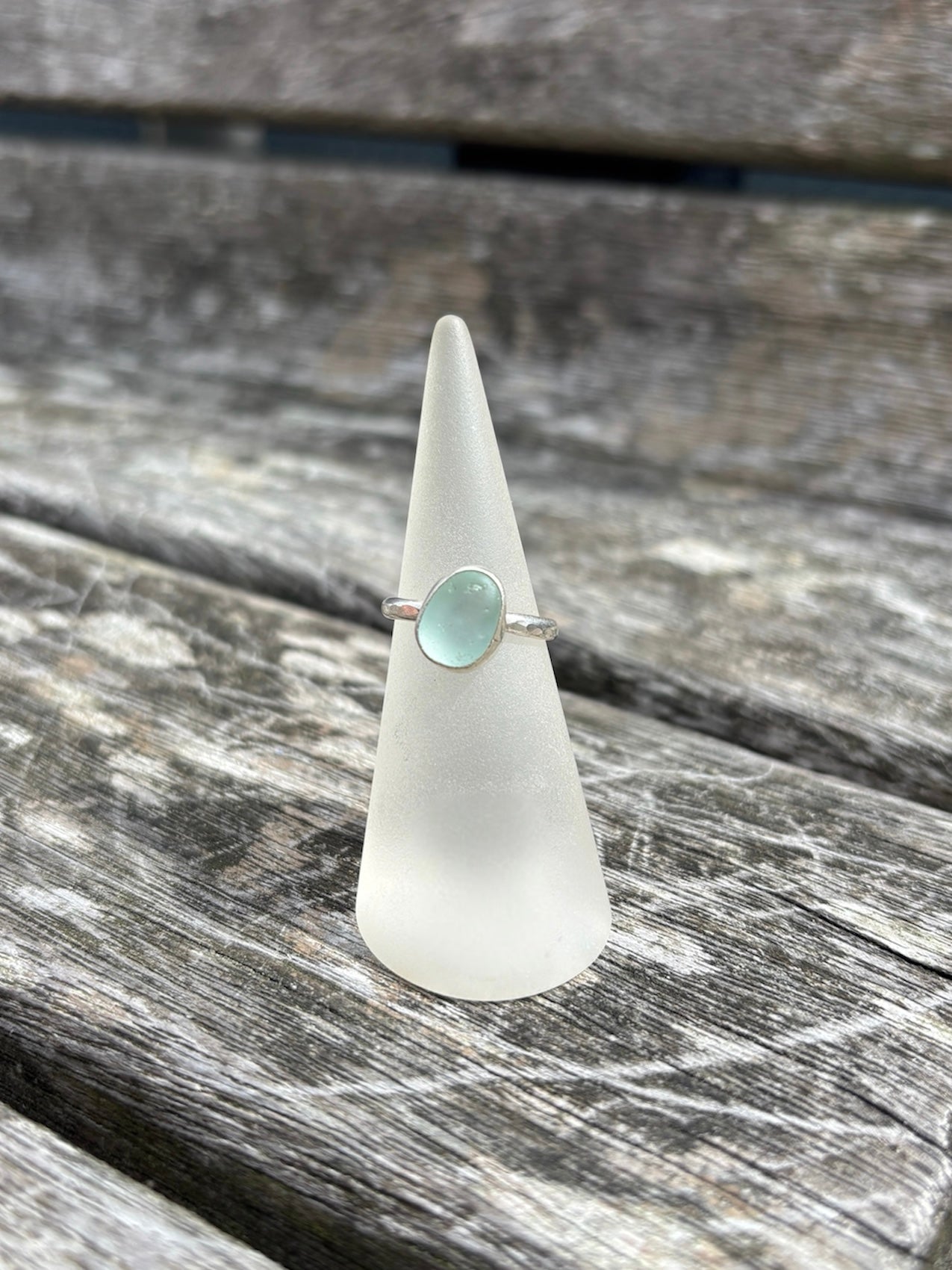 Seafoam Seaglass Ring - Size K