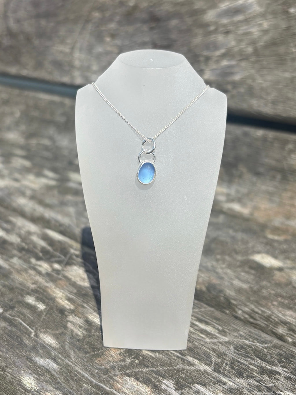 Cornflower Blue Seaglass Necklace