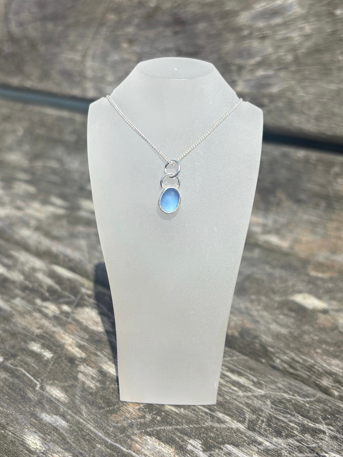 Cornflower Blue Seaglass Necklace