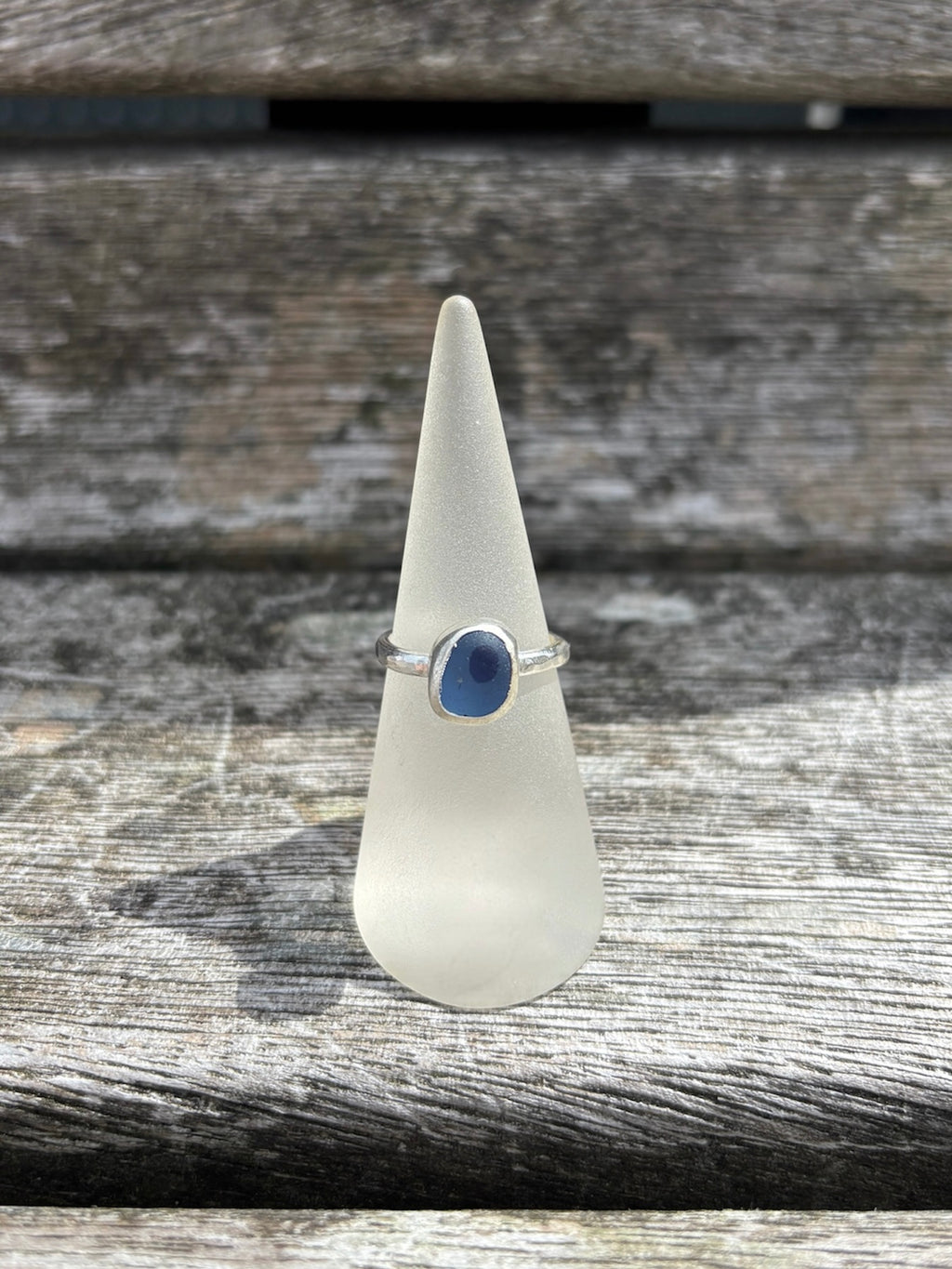 Multi Blue Seaglass Ring - Size N