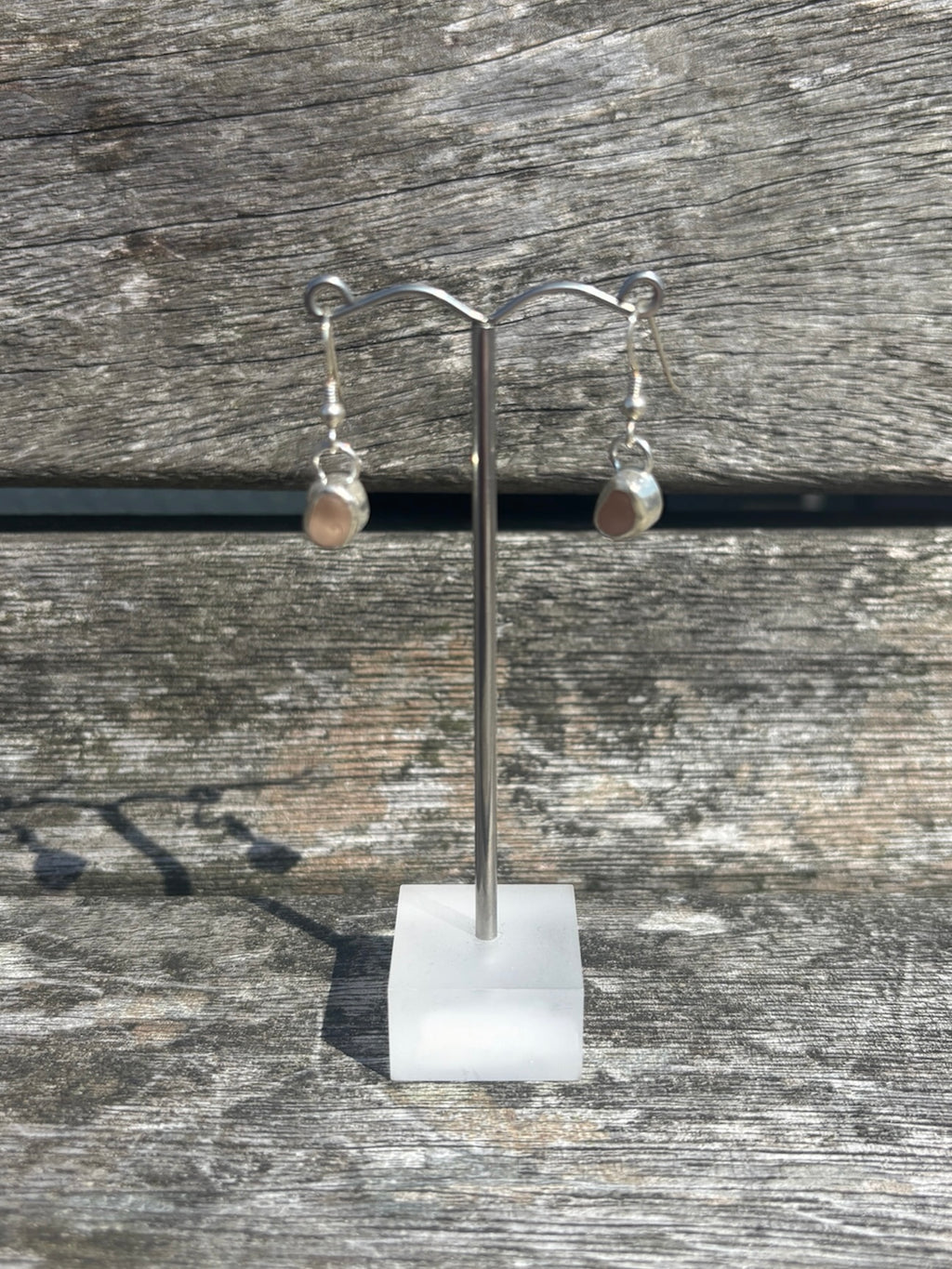 Pink Seaglass Drop Earrings