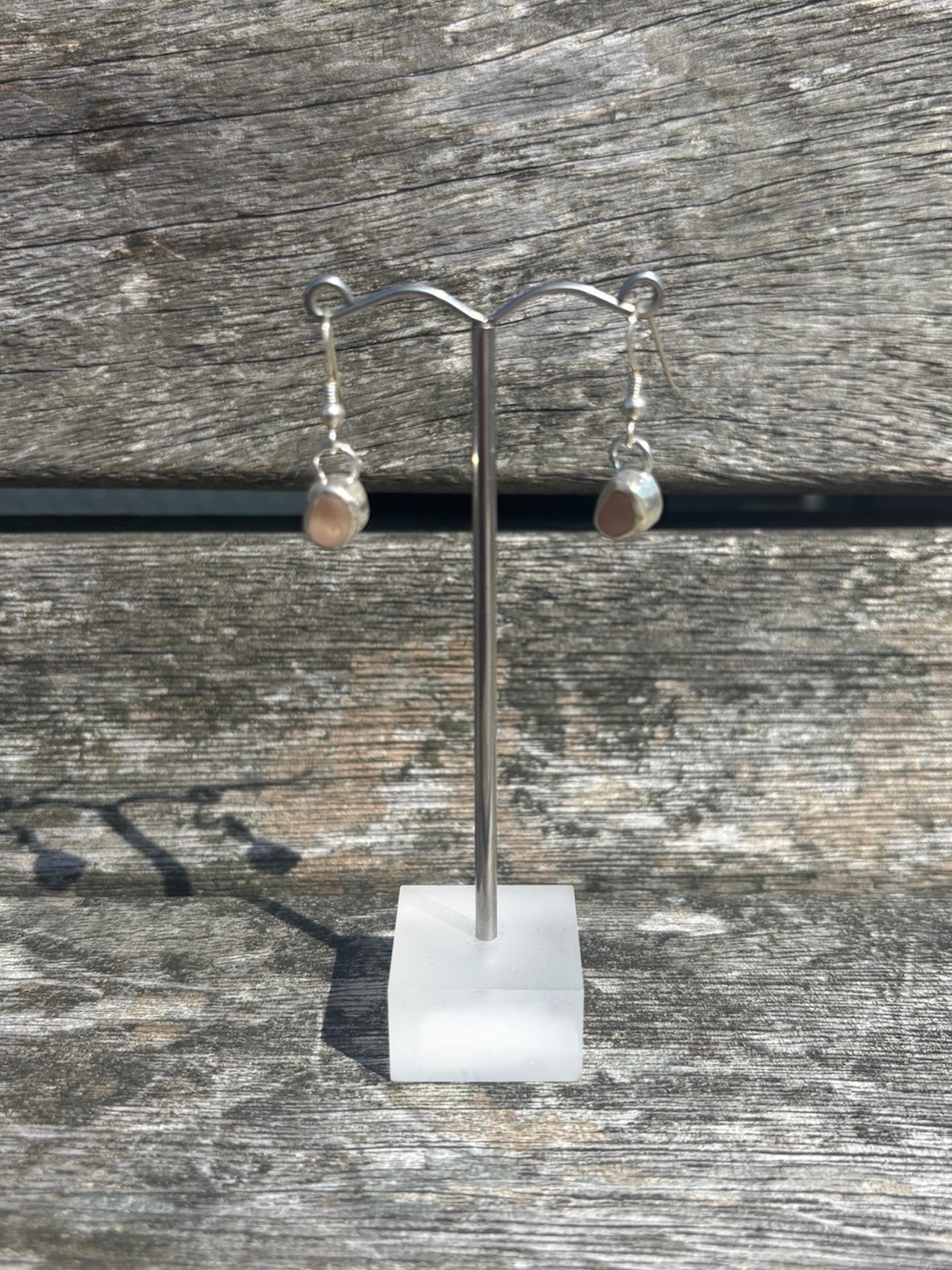 Pink Seaglass Drop Earrings