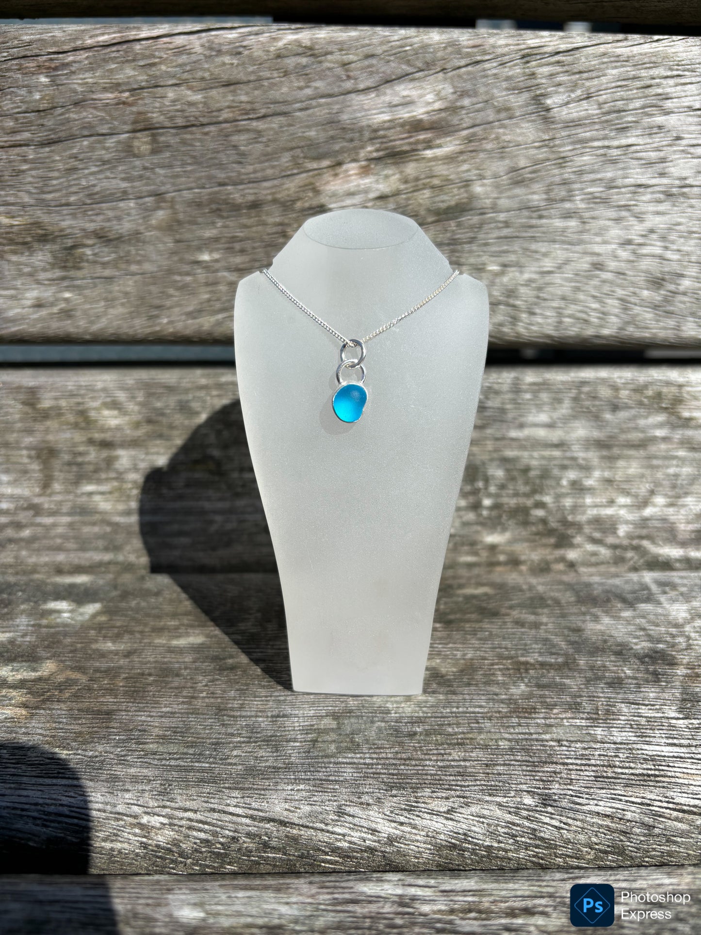 Bright Blue Seaglass Necklace