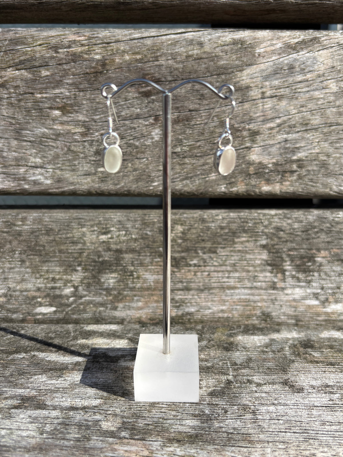 White Seaglass Drop Earrings