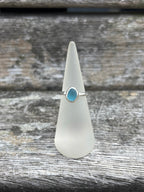Sea Blue Seaglass Ring - Size J