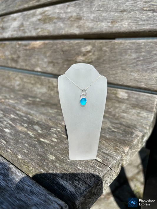 Bright Blue Seaglass Necklace