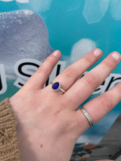 Colbolt Blue Seaglass Ring - Size P