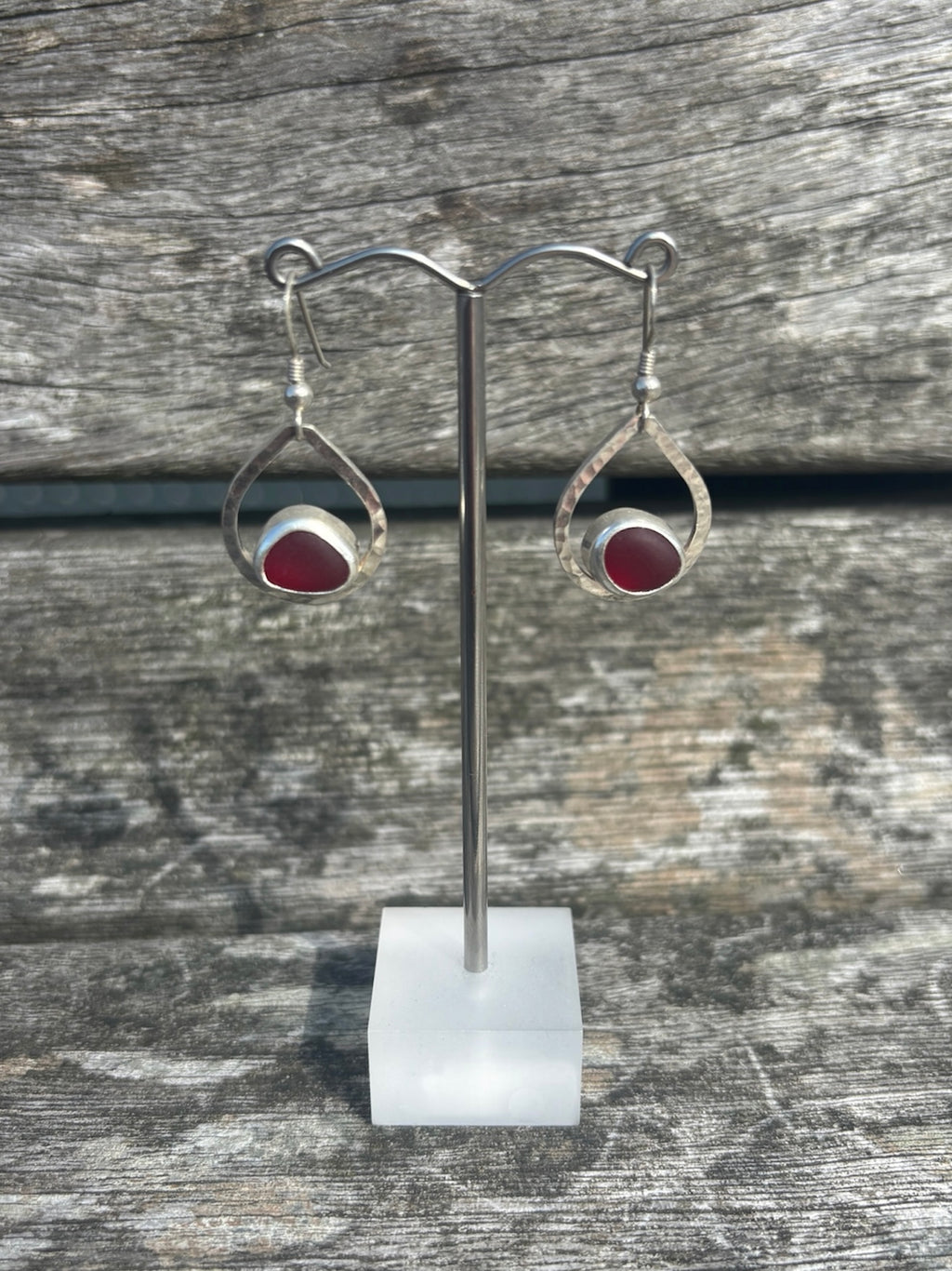 Red Seaglass Earrings