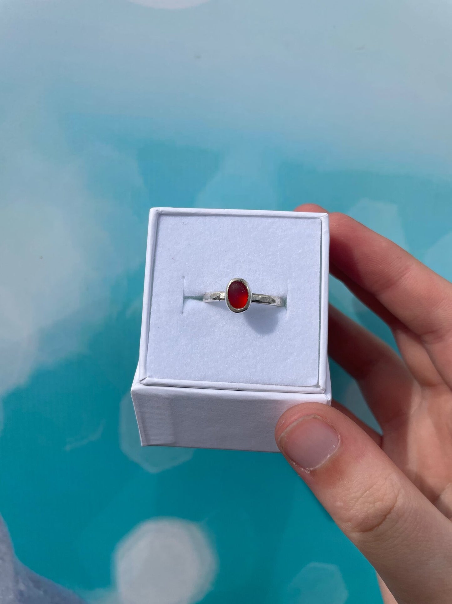 Red Seaglass Ring - Size O