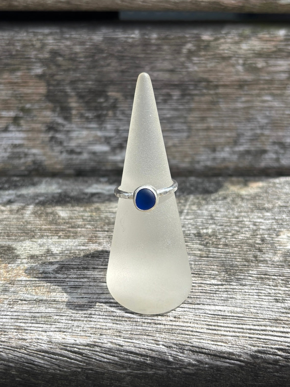 Colbolt Blue SeaGlass Ring - Size M