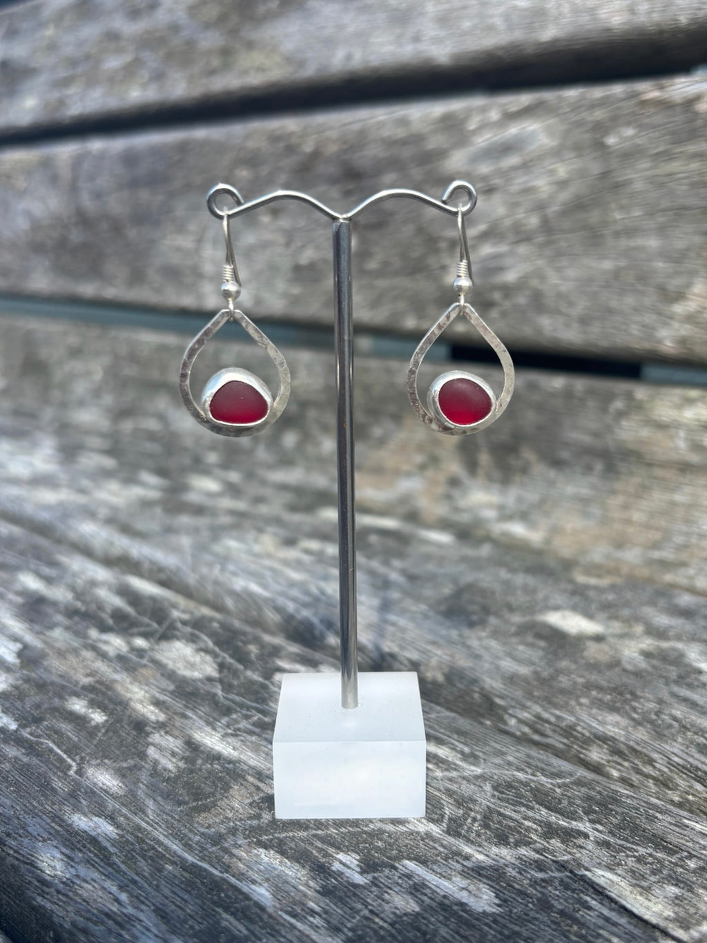 Red Seaglass Earrings