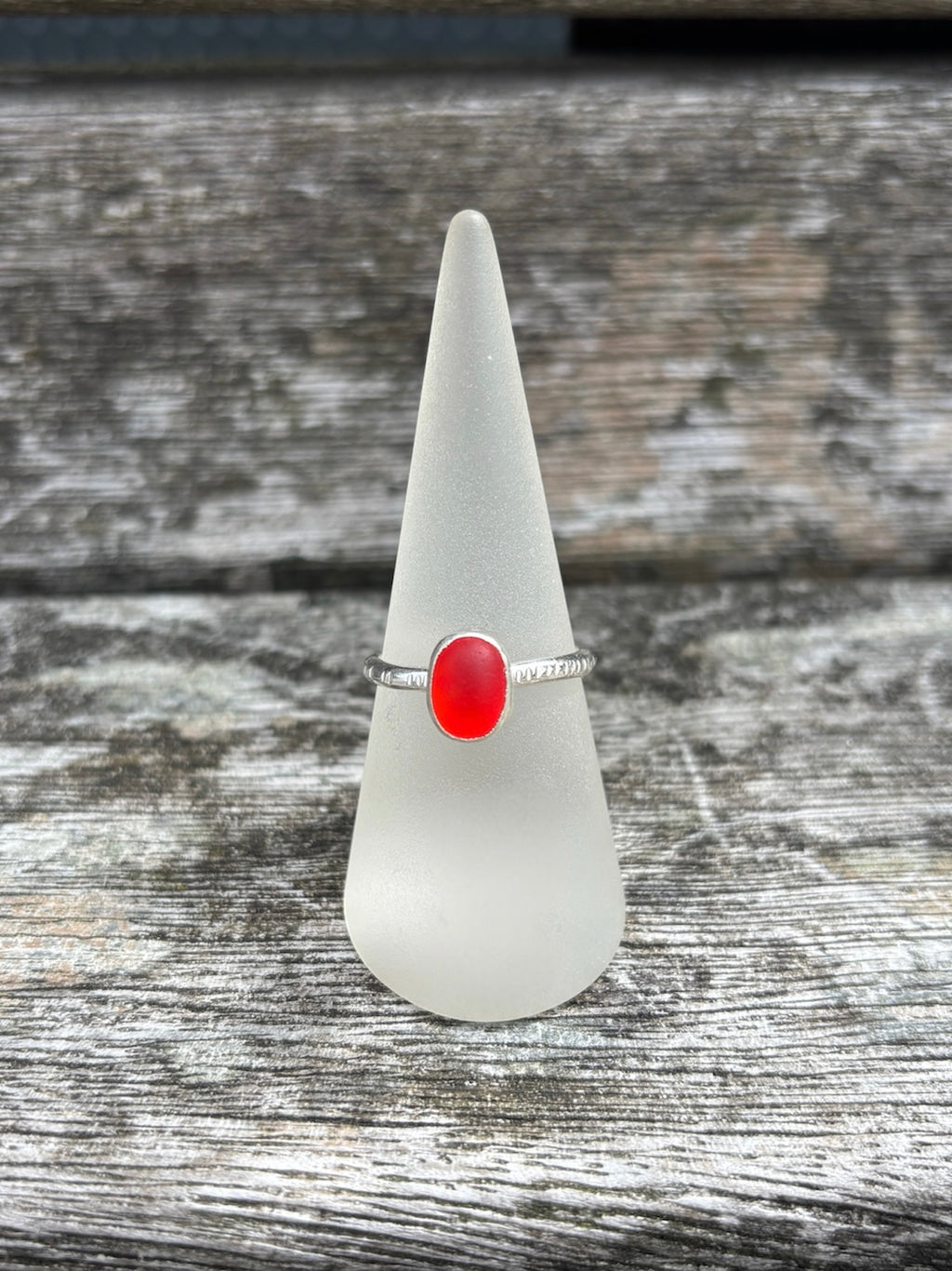 Red SeaGlass Ring - Size R