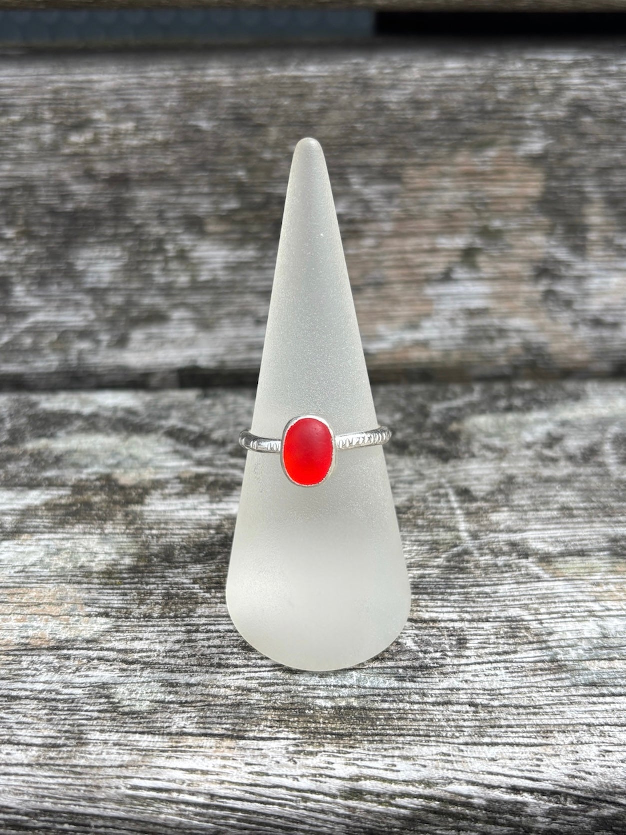 Red SeaGlass Ring - Size R