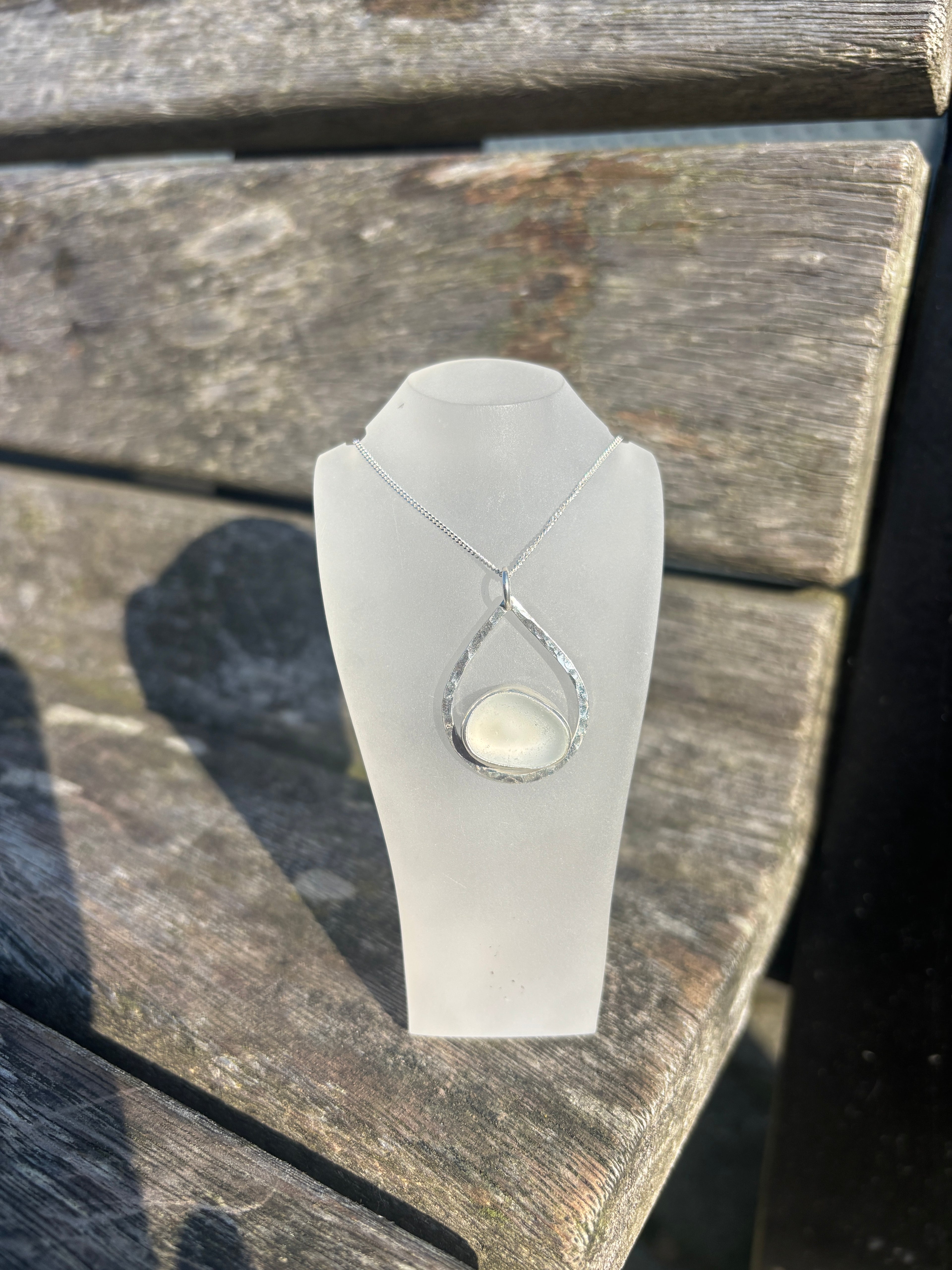 White Seaglass Necklace