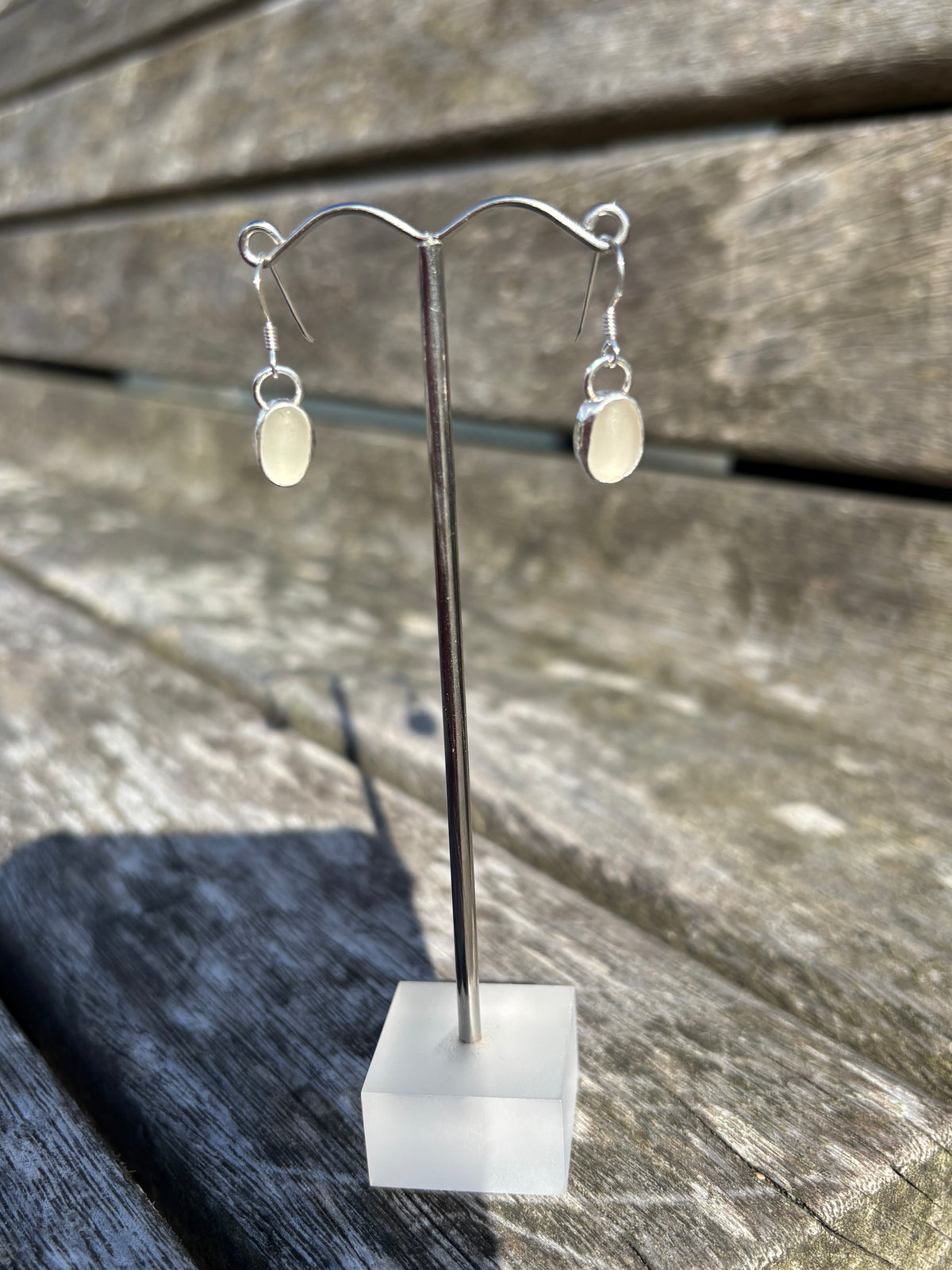 White Seaglass Drop Earrings