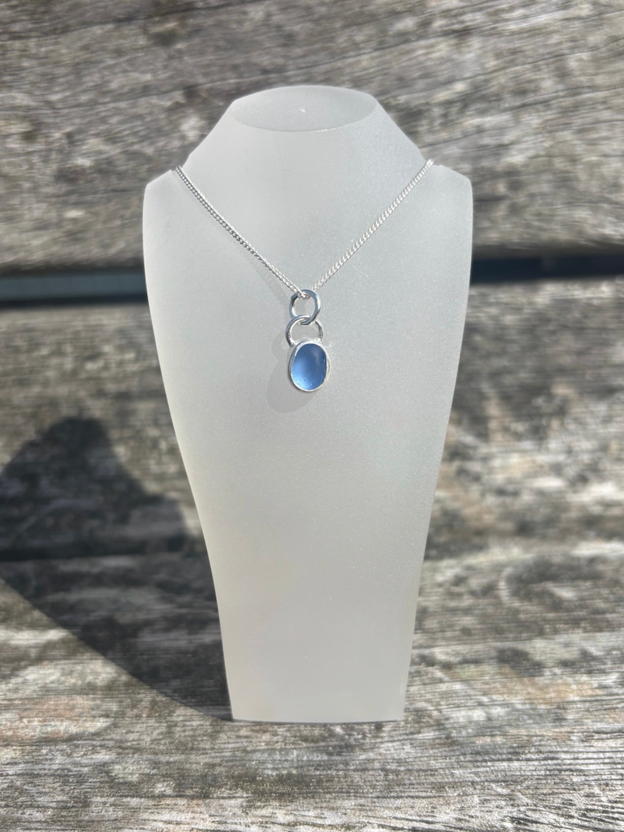 Cornflower Blue Seaglass Necklace