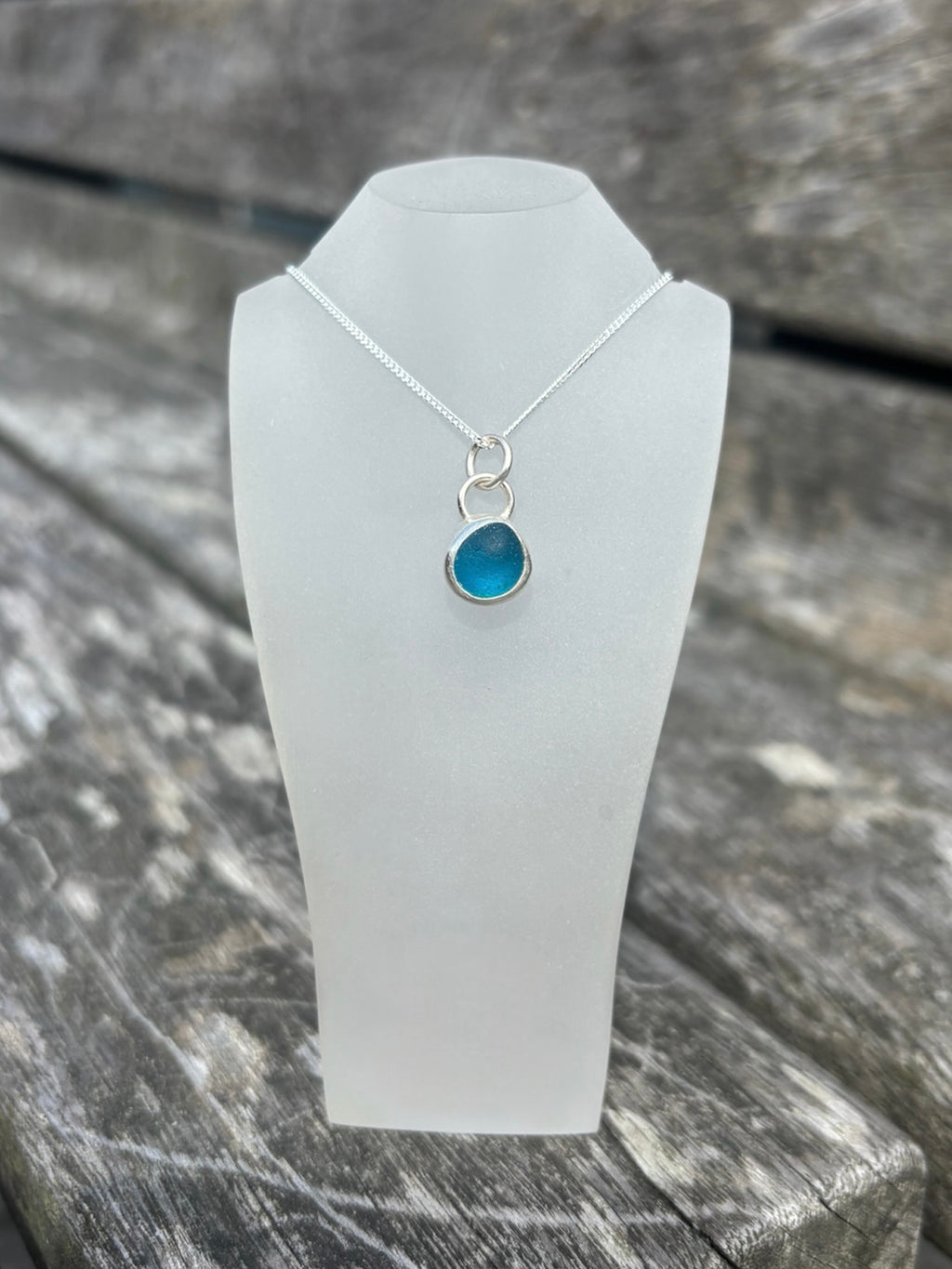 Bright Blue Seaglass Necklace