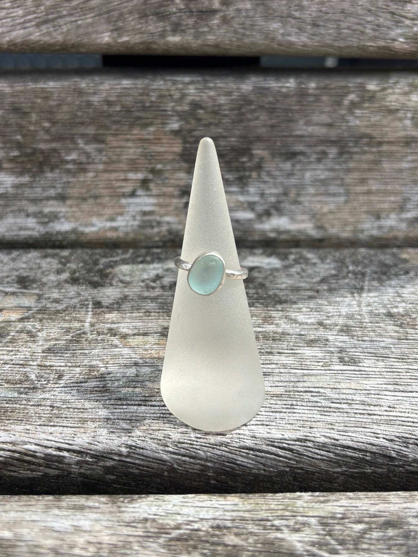 Seafoam Seaglass Ring - Size K