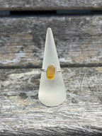 Yellow SeaGlass Ring - Size Q