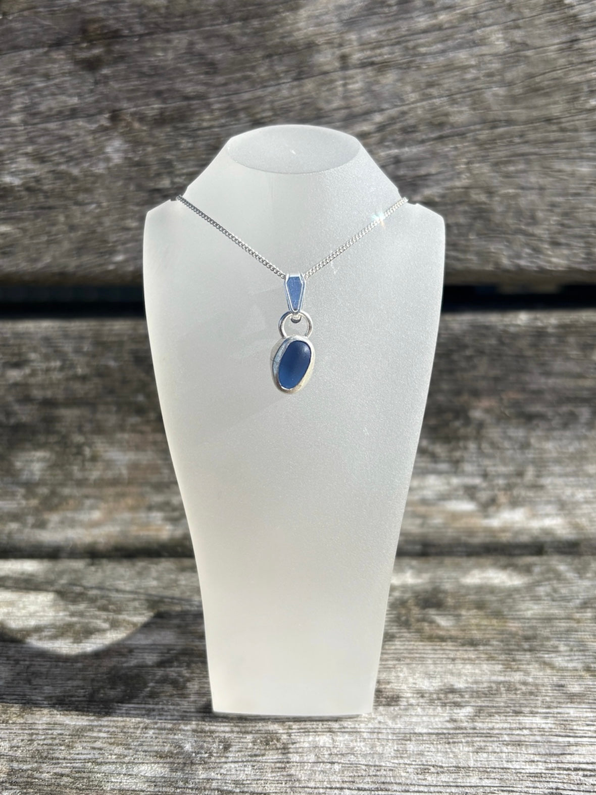 Cornflower Blue Seaglass Necklace